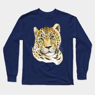 leopard watercolor hand drawn Long Sleeve T-Shirt